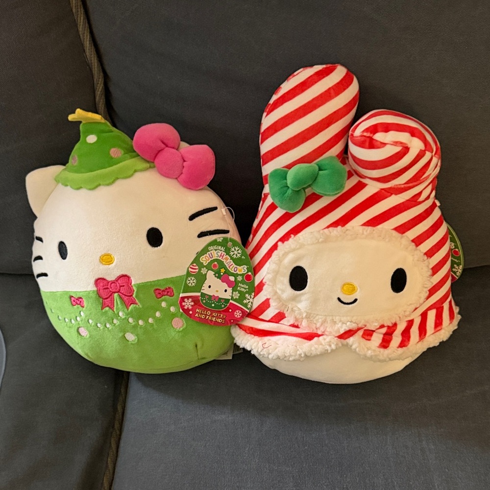 Sanrio Hello Kitty and My Melody Festive Squishmallows Set NWT